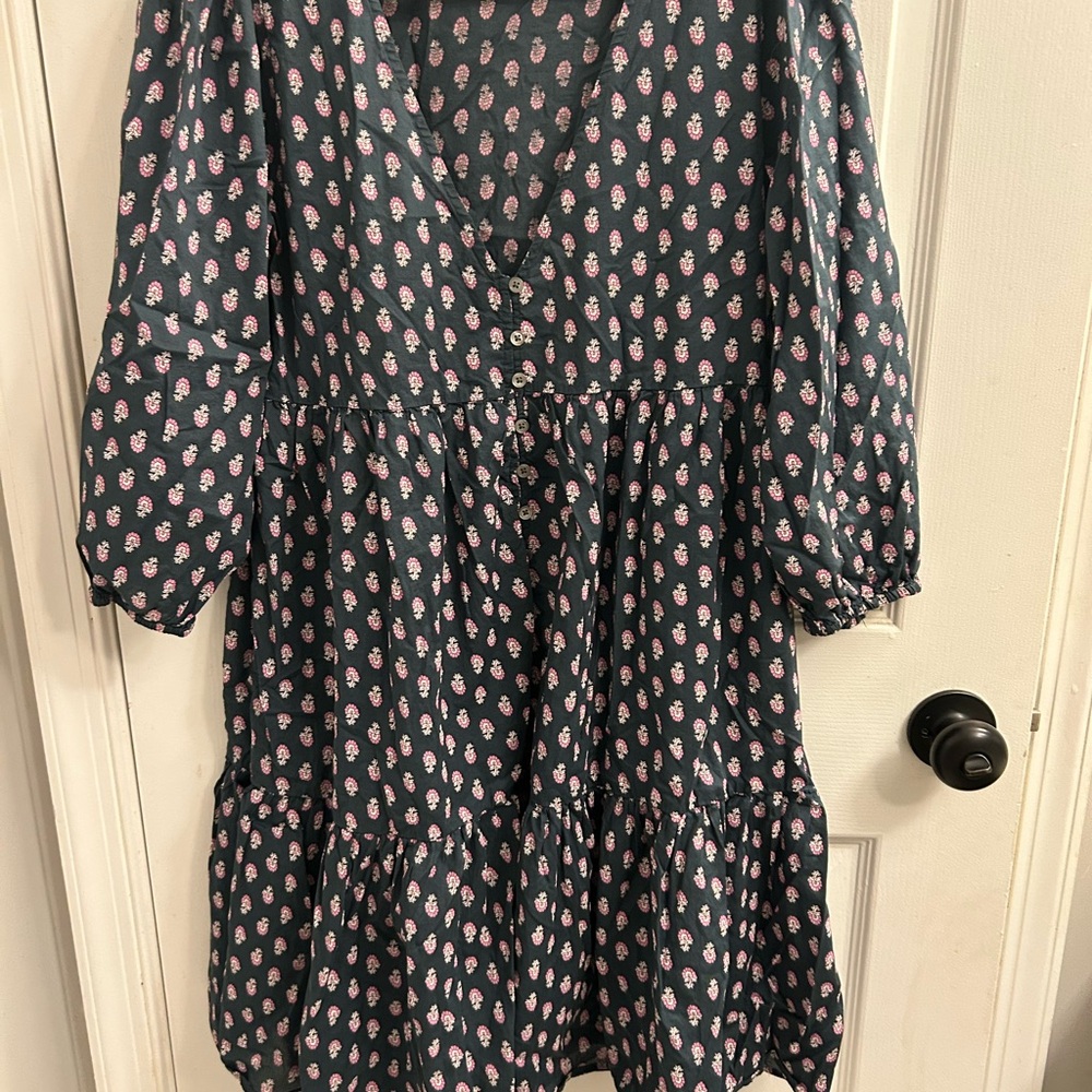 J. Crew Navy and Pink Floral Dress